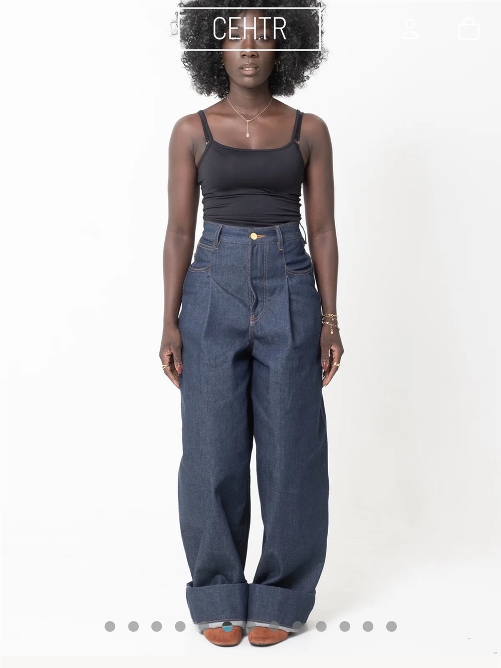 Cehtr High-Rise Wide Leg Wadou Jeans in Dark Blue S (8).